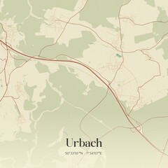 Vintage map of Urbach, Germany.