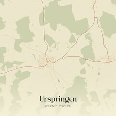 Fototapeta premium Vintage map of Urspringen, Germany.