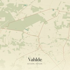 Vintage map of Vahlde, Germany.