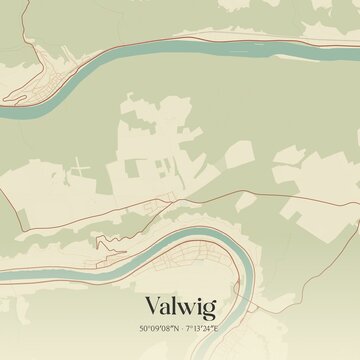 Vintage map of Valwig, Germany.