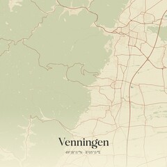 Fototapeta premium Vintage map of Venningen, Germany.