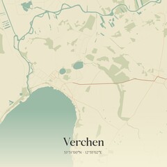 Vintage map of Verchen, Germany.