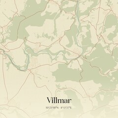 Fototapeta premium Vintage map of Villmar, Germany.
