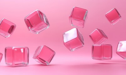 Abstract minimalist cubes, fluid design, 3d render, Generative AI