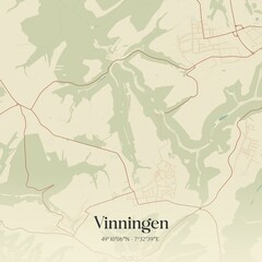 Vintage map of Vinningen, Germany.