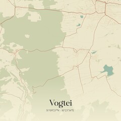 Fototapeta premium Vintage map of Vogtei, Germany.
