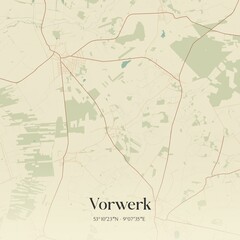 Vintage map of Vorwerk, Germany.