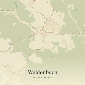 Vintage map of Waldenbuch, Germany.