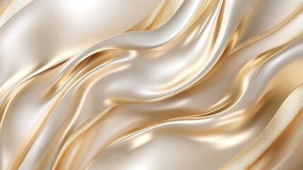 Elegant Draped Gold and White Silk Fabric