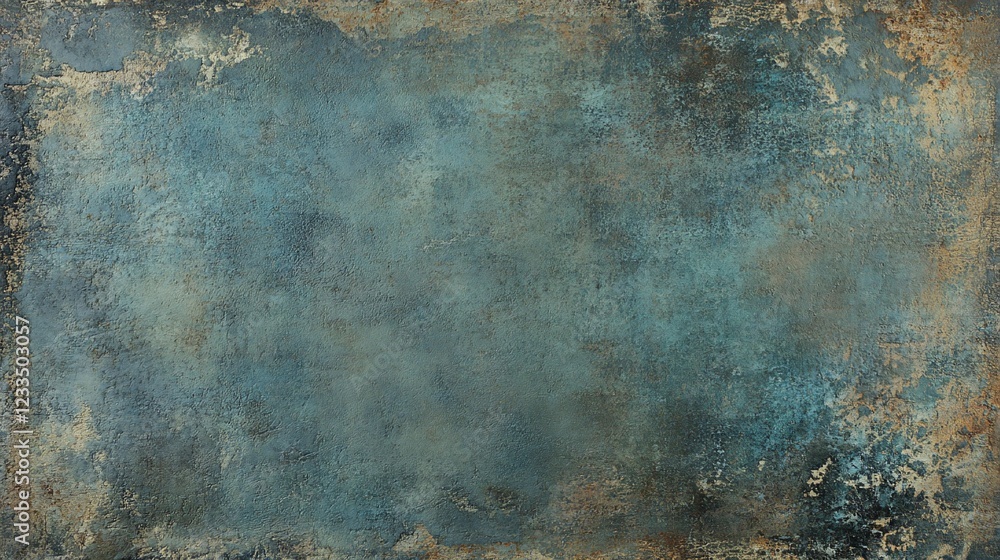 Poster textured abstract backdrop with mottled blues and distressed surface for creative projects