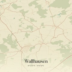 Vintage map of Wallhausen, Germany.