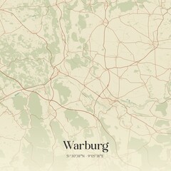 Vintage map of Warburg, Germany.