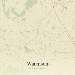 Fototapeta premium Vintage map of Warmsen, Germany.