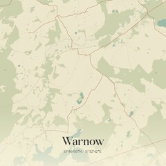 Vintage map of Warnow, Germany.