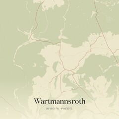 Fototapeta premium Vintage map of Wartmannsroth, Germany.