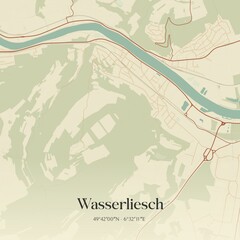 Obraz premium Vintage map of Wasserliesch, Germany.