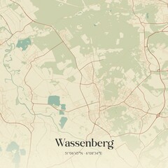 Vintage map of Wassenberg, Germany.