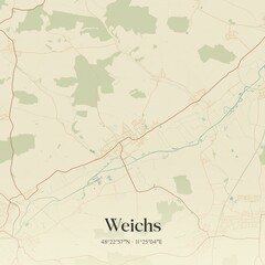 Fototapeta premium Vintage map of Weichs, Germany.