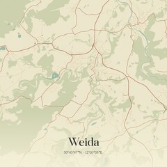 Vintage map of Weida, Germany.