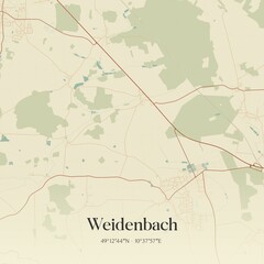 Vintage map of Weidenbach, Germany.