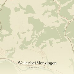Vintage map of Weiler bei Monzingen, Germany.