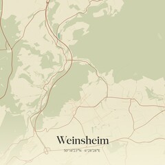 Fototapeta premium Vintage map of Weinsheim, Germany.