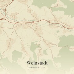Vintage map of Weinstadt, Germany.