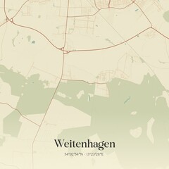 Vintage map of Weitenhagen, Germany.