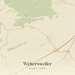Vintage map of Weitersweiler, Germany.