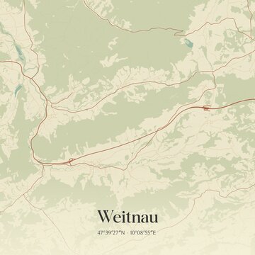 Vintage map of Weitnau, Germany.