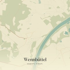 Vintage map of Wennbuttel, Germany.