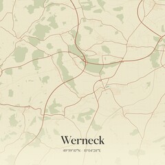 Fototapeta premium Vintage map of Werneck, Germany.