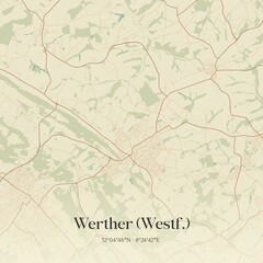 Vintage map of Werther (Westf.), Germany.