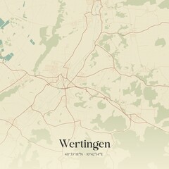 Vintage map of Wertingen, Germany.