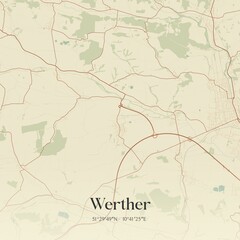 Vintage map of Werther, Germany.