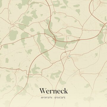 Vintage map of Werneck, Germany.