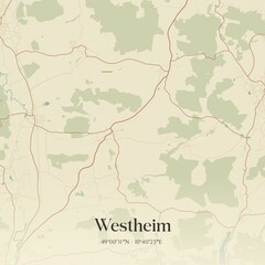 Vintage map of Westheim, Germany.