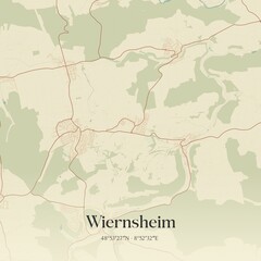 Fototapeta premium Vintage map of Wiernsheim, Germany.