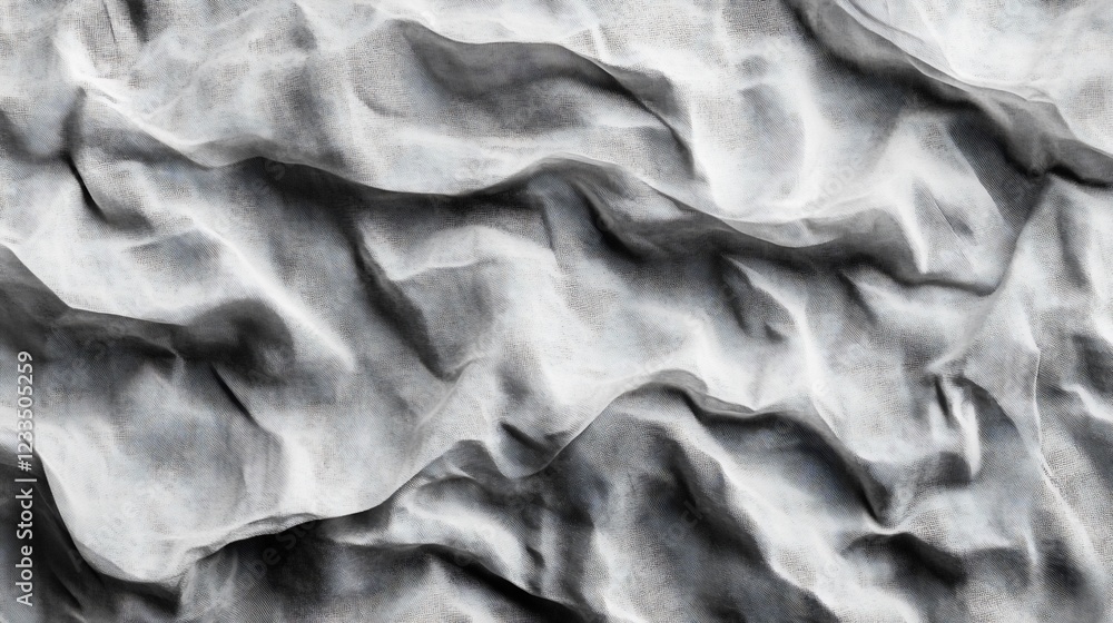 Poster abstract view of flowing gray and white fabric with soft light and shadow transitions