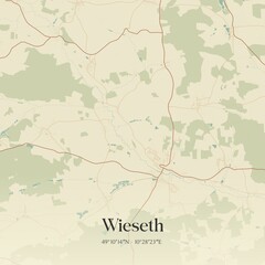 Vintage map of Wieseth, Germany.