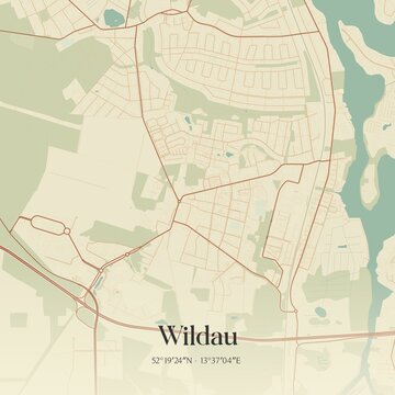Vintage map of Wildau, Germany.