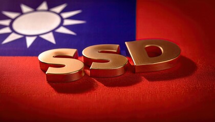 Solid State Drive Technology with Taiwanese Flag Background