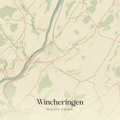 Fototapeta premium Vintage map of Wincheringen, Germany.