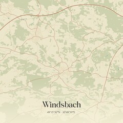 Vintage map of Windsbach, Germany.