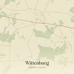 Fototapeta premium Vintage map of Wittenburg, Germany.