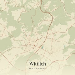 Vintage map of Wittlich, Germany.