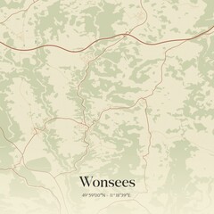 Fototapeta premium Vintage map of Wonsees, Germany.