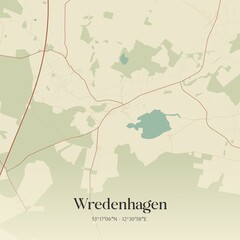 Obraz premium Vintage map of Wredenhagen, Germany.