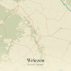 Fototapeta premium Vintage map of Wriezen, Germany.