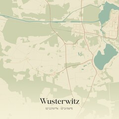 Vintage map of Wusterwitz, Germany.